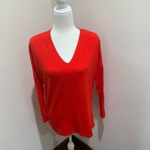 Eileen Fisher 100% Italian Merino Wool sweater, Tomato/Apple red, size M/L